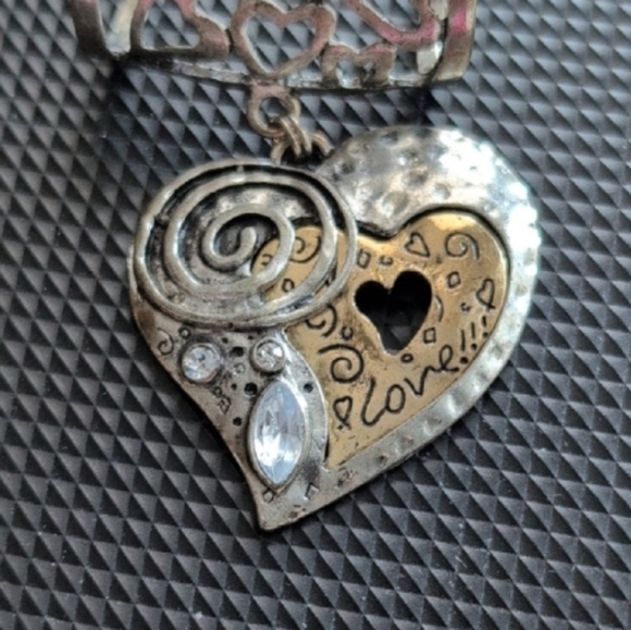 Brighton Silver Heart Scarf Pendant with Rhinestones - Picture 2 of 5